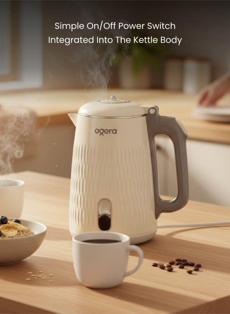 أوجيرا غلاية كهربائية | مقاومة للحرارة وآمنة | سعة 1.8 لتر | 1500 واط تسخين سريع | Ogera OG1513EK | تصميم أنيق فضي-أسود - Image 4